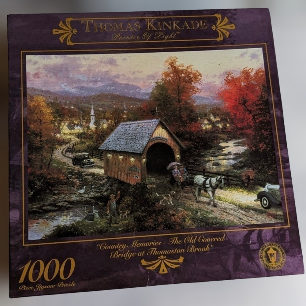 Vintage Thomas Kinkade Puzzle The Old Covered Bridge 1000